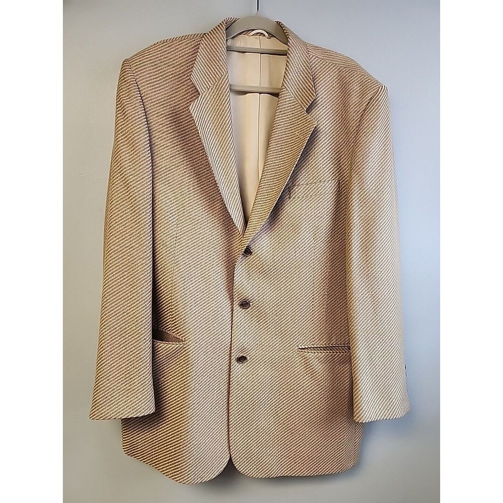 Vintage FIORAVANTI COUTURE New York MENS 47 XL SPORT‎ COAT BLAZER JACKET GOLD